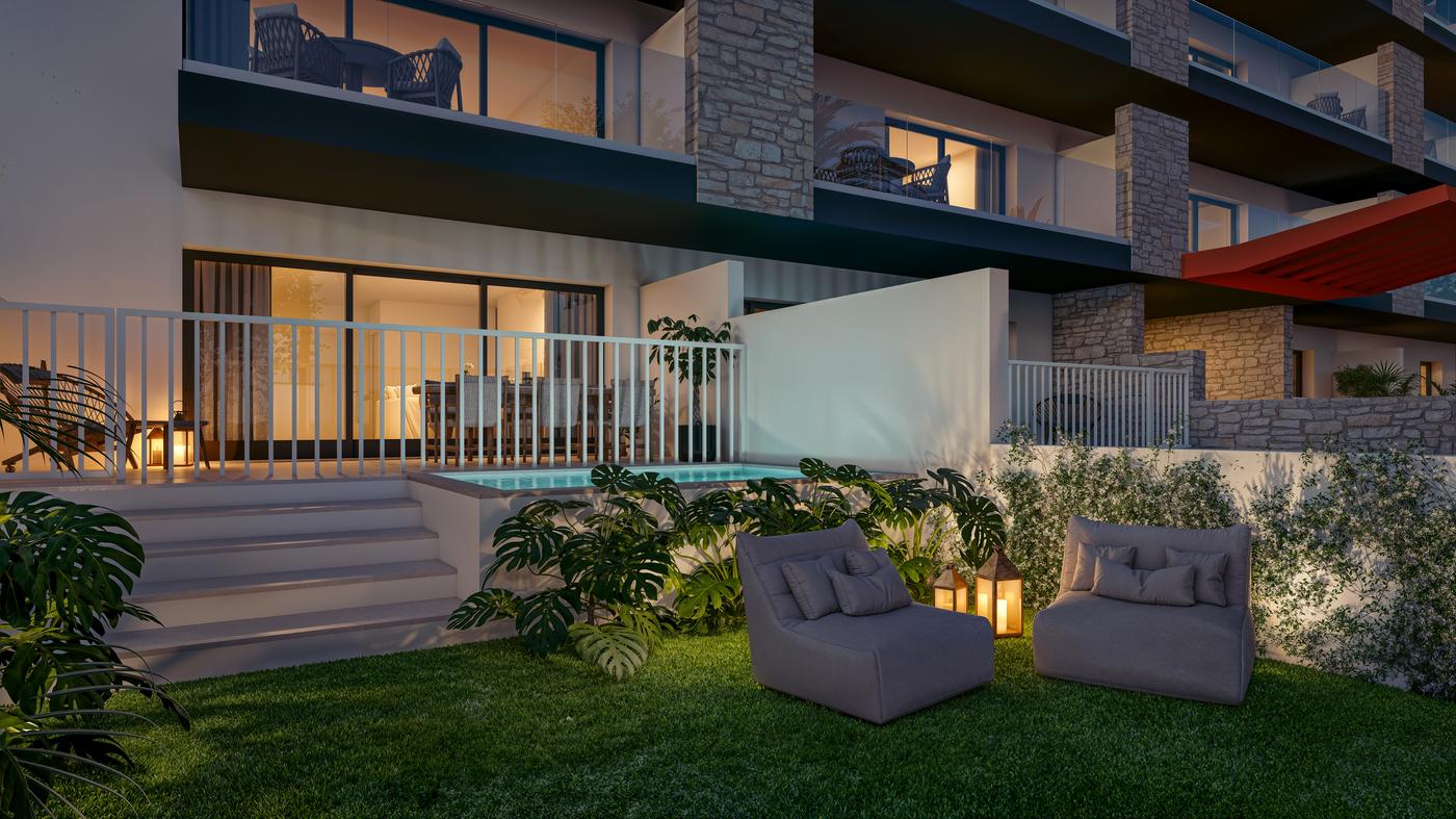 Courtyard at night